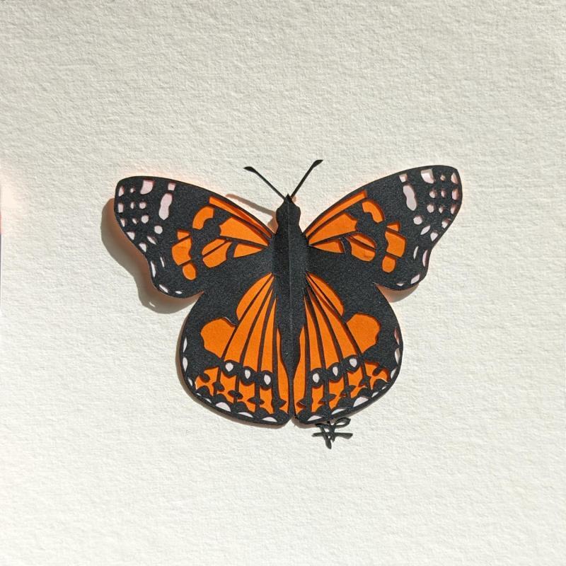 Peinture Papillon #2 par Atalanta Vanessa | Tableau Nature Animaux Carton Collage Papier