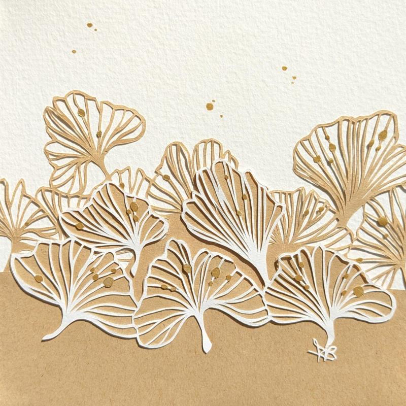 Painting Gingko by Atalanta Vanessa | Painting Landscapes Nature Still-life Cardboard Gluing Paper