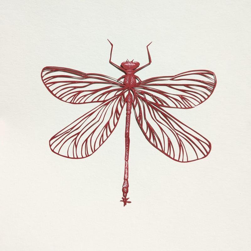 Painting Libellule #1 by Atalanta Vanessa | Painting Nature Animals Cardboard Paper