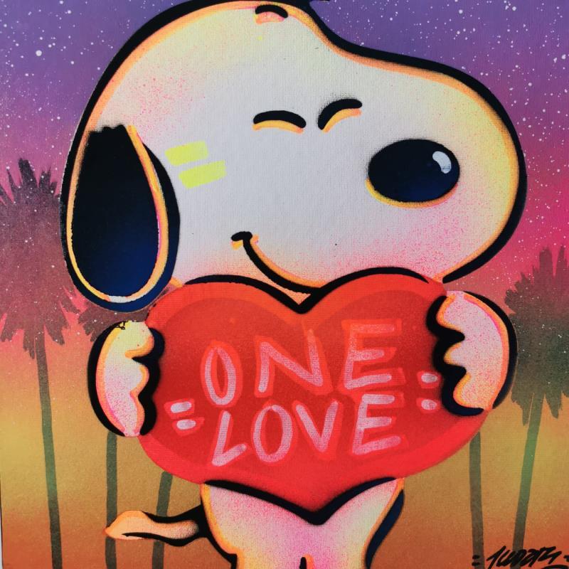 Gemälde Snoopy love you von Kedarone | Gemälde Pop-Art Pop-Ikonen Graffiti Acryl