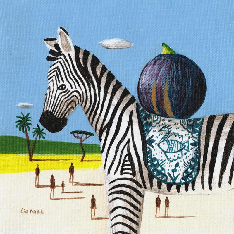 Painting zèbre à la figue by Lionnet Pascal | Painting Surrealism Landscapes Life style Animals Acrylic