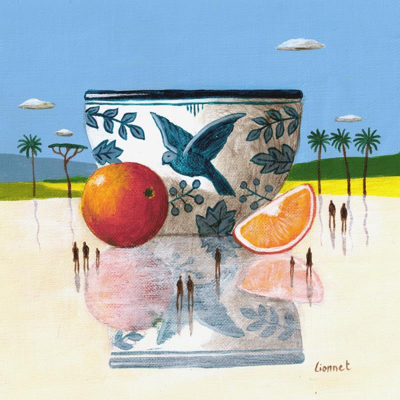 Painting  Céramique à l'oiseau by Lionnet Pascal | Painting Surrealism Acrylic Landscapes, Life style, Pop icons, Still-life