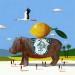 Painting Hippopotame au citron by Lionnet Pascal | Painting Surrealism Landscapes Life style Animals Acrylic