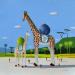 Painting Girafe et girafon by Lionnet Pascal | Painting Surrealism Life style Animals Still-life Acrylic