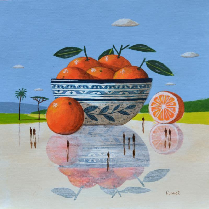 Painting Oranges by Lionnet Pascal | Painting Surrealism Acrylic Landscapes, Life style, Still-life