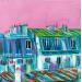 Gemälde Pink city von Anicet Olivier | Gemälde Figurativ Urban Architektur Acryl Pastell