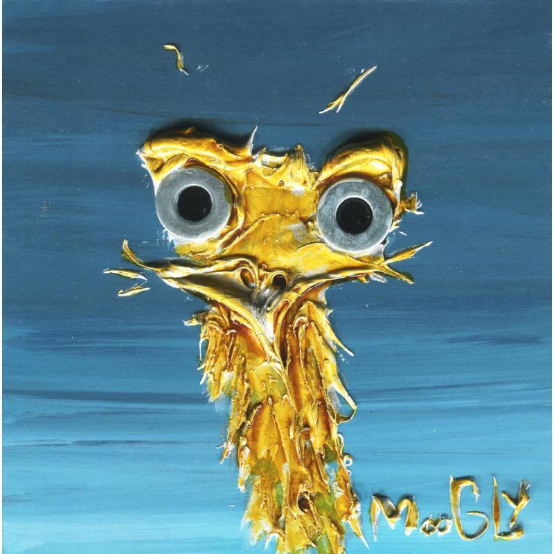 Gemälde FIDÈLUS von Moogly | Gemälde Art brut Tiere Pappe Acryl Harz Pigmente