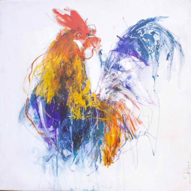 Painting Coq by Bergues Laurent | Painting Figurative Acrylic, Watercolor Animals