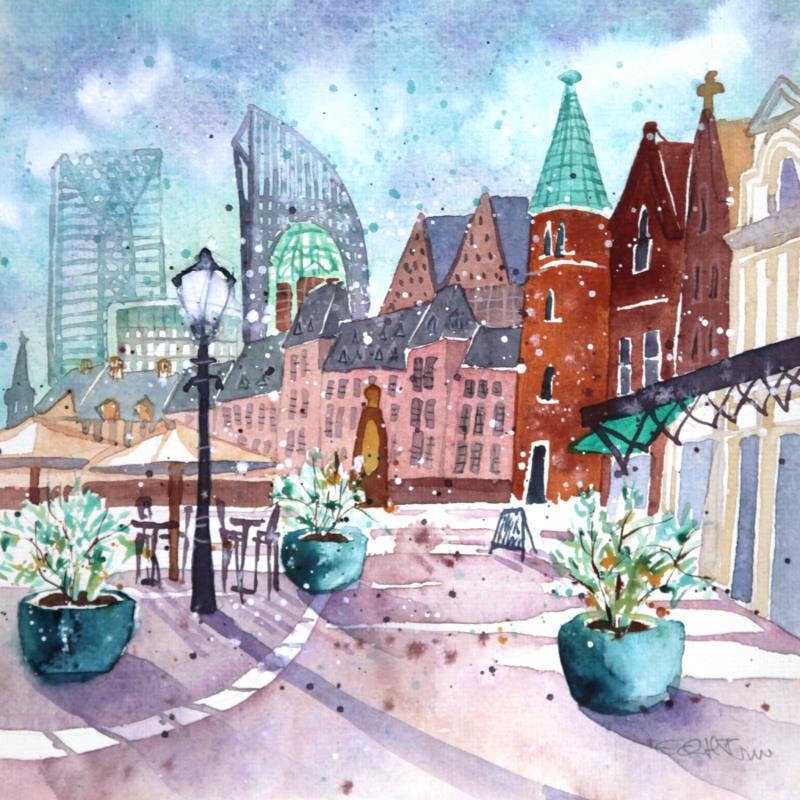 Painting NO.  2424  THE HAGUE  PLAATS by Thurnherr Edith | Painting Subject matter Watercolor Pop icons, Urban