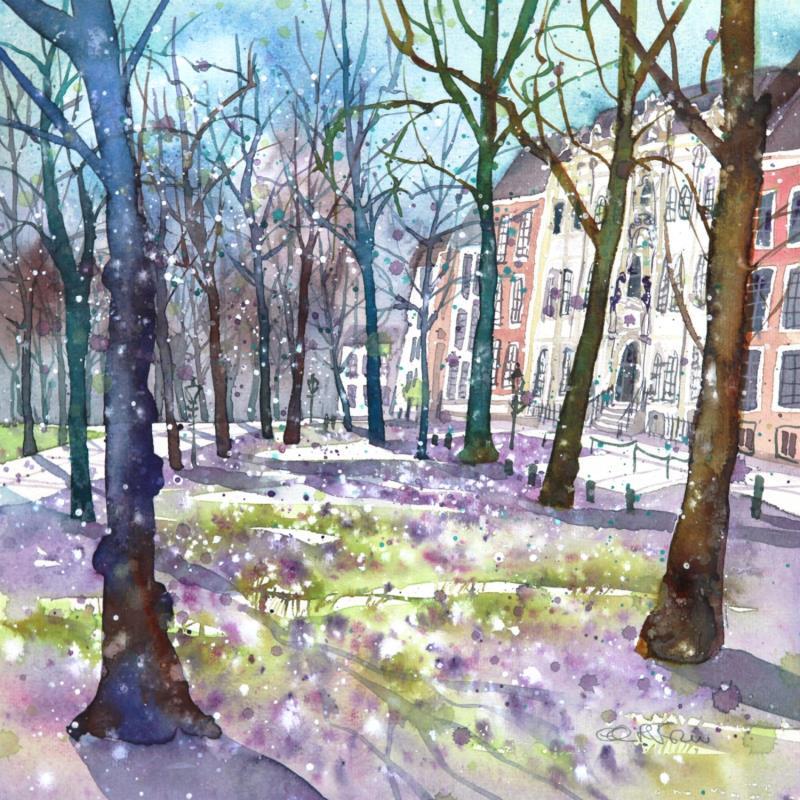 Painting NO.  2429  THE HAGUE  LANGE VOORHOUT SPRING by Thurnherr Edith | Painting Subject matter Urban Watercolor