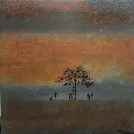 Painting Youna by Manconi Gil | Painting Figurative Metal, Upcycling Landscapes