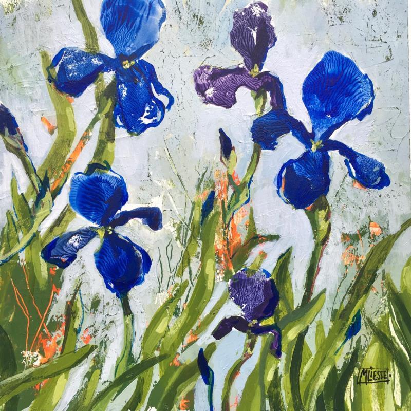 Gemälde Ode à l’iris bleu von Bertre Flandrin Marie-Liesse | Gemälde Figurativ Landschaften Natur Acryl