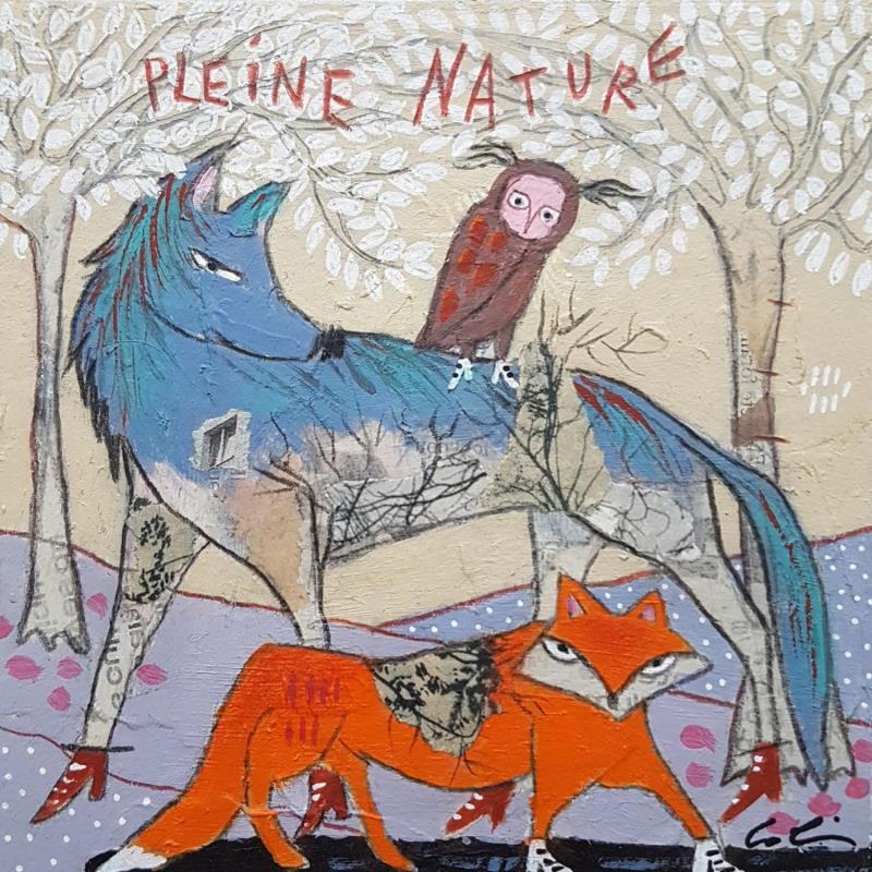 Peinture Pleine nature #2 par Colin Sylvie | Tableau Art Singulier Animaux Acrylique Collage Pastel