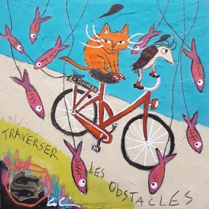 Peinture Traverser les obstacles.  par Colin Sylvie | Tableau Art Singulier Acrylique, Collage, Pastel Animaux