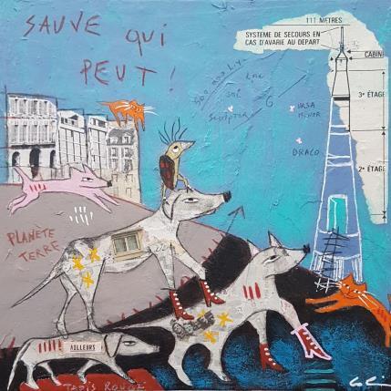 Painting Sauve qui peut ! by Colin Sylvie | Painting Raw art Acrylic, Gluing, Pastel Animals, Pop icons