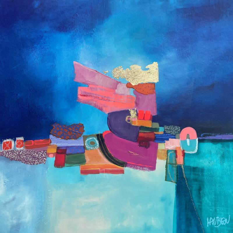 Painting Le bassin du petit marin by Lau Blou | Painting Abstract Acrylic, Cardboard, Gluing, Pastel Landscapes