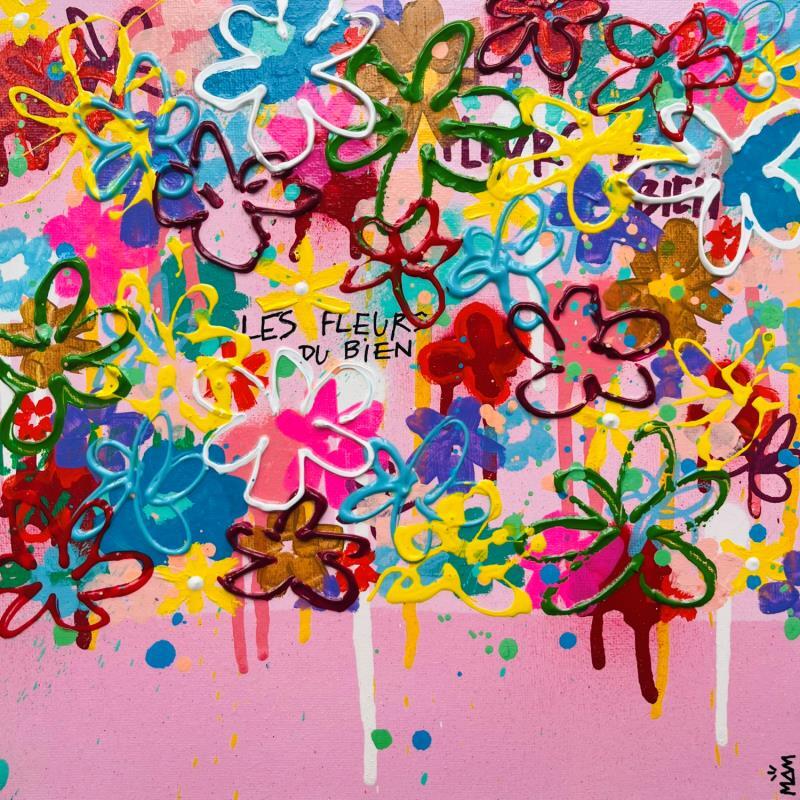 Painting PINK FLOWERS by Mam | Painting Pop-art Landscapes Pop icons Still-life Acrylic