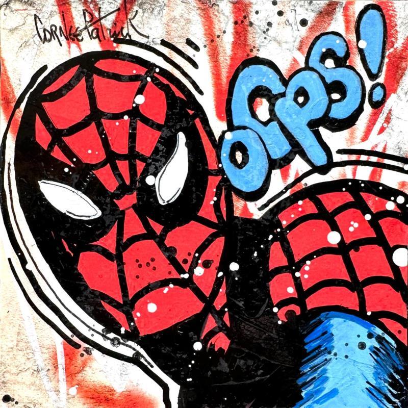 Gemälde Spiderman, oops! von Cornée Patrick | Gemälde Pop-Art Graffiti, Öl Kino, Pop-Ikonen