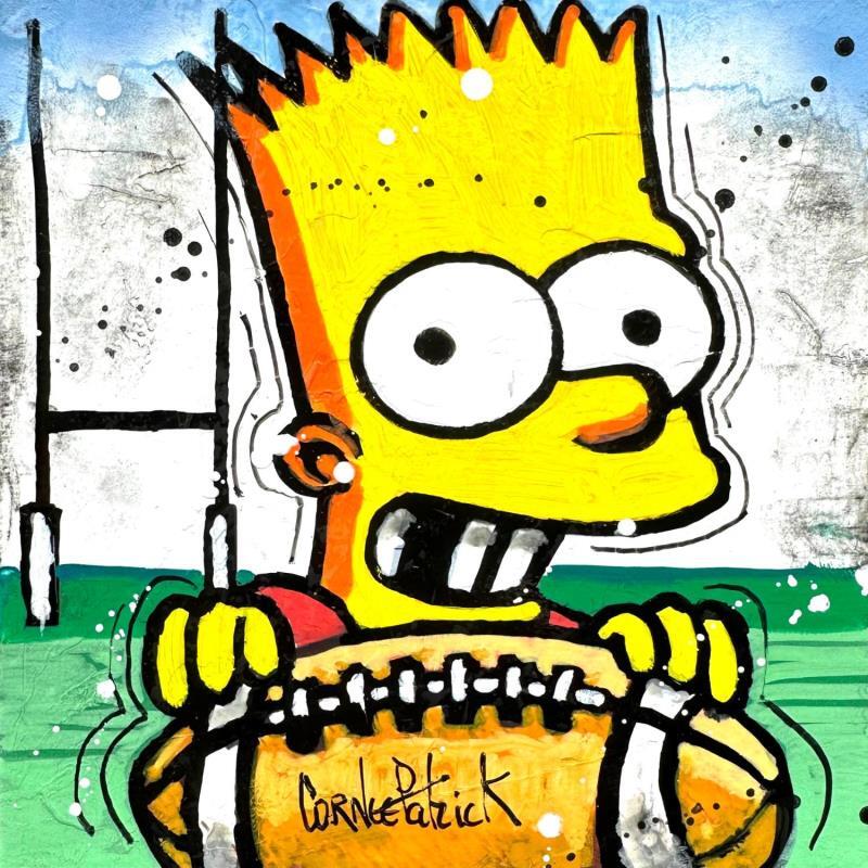 Painting Bart aime le Rugby by Cornée Patrick | Painting Pop-art Pop icons Life style Graffiti Oil