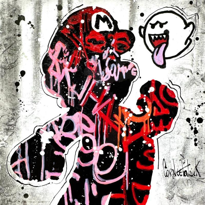 Gemälde Super Mario graffiti von Cornée Patrick | Gemälde Pop-Art Pop-Ikonen Graffiti Öl