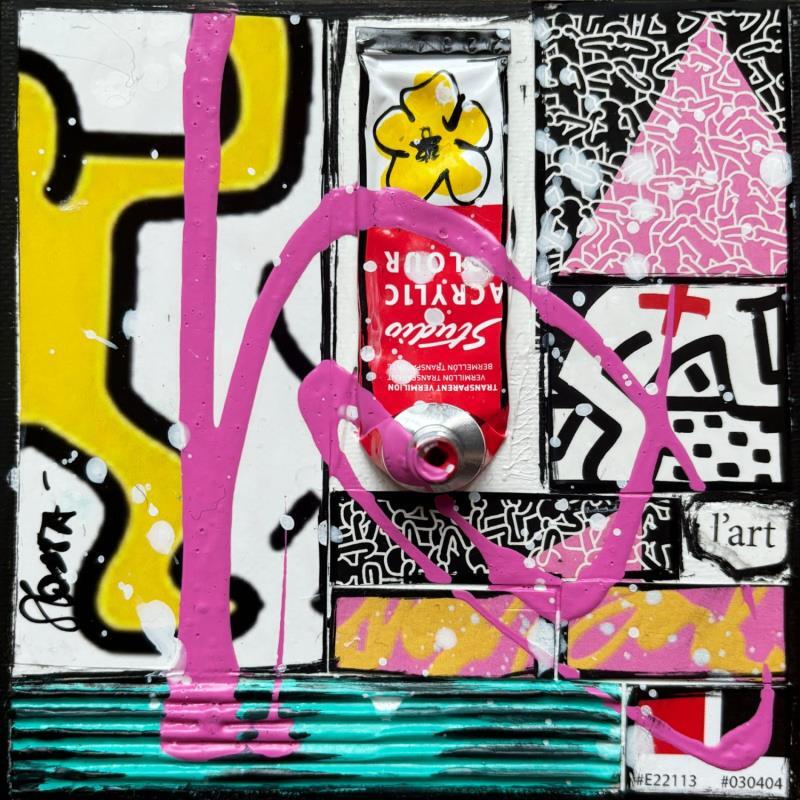 Peinture Tribute to K.Haring par Costa Sophie | Tableau Pop-art Acrylique, Collage, Upcycling Icones Pop