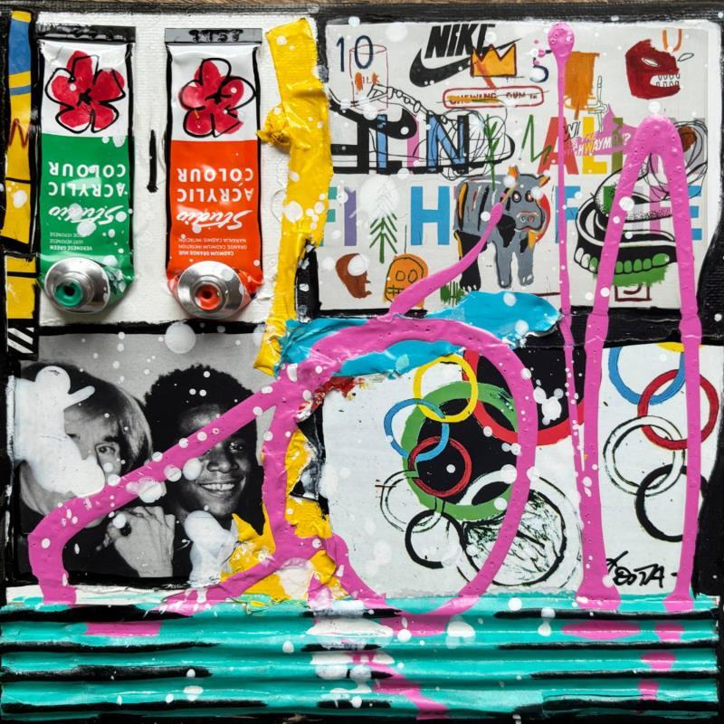 Peinture Conversation par Costa Sophie | Tableau Pop-art Acrylique, Collage, Upcycling Icones Pop