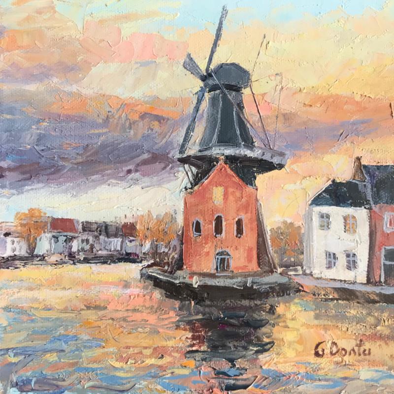 Painting Le moulin près d'Amsterdam by Dontu Grigore | Painting Figurative Oil Pop icons, Urban