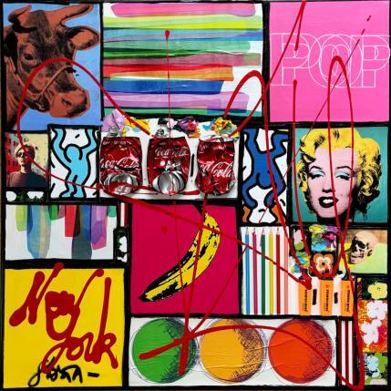 Painting POP NY by Costa Sophie | Painting Pop-art Acrylic, Gluing, Upcycling Pop icons