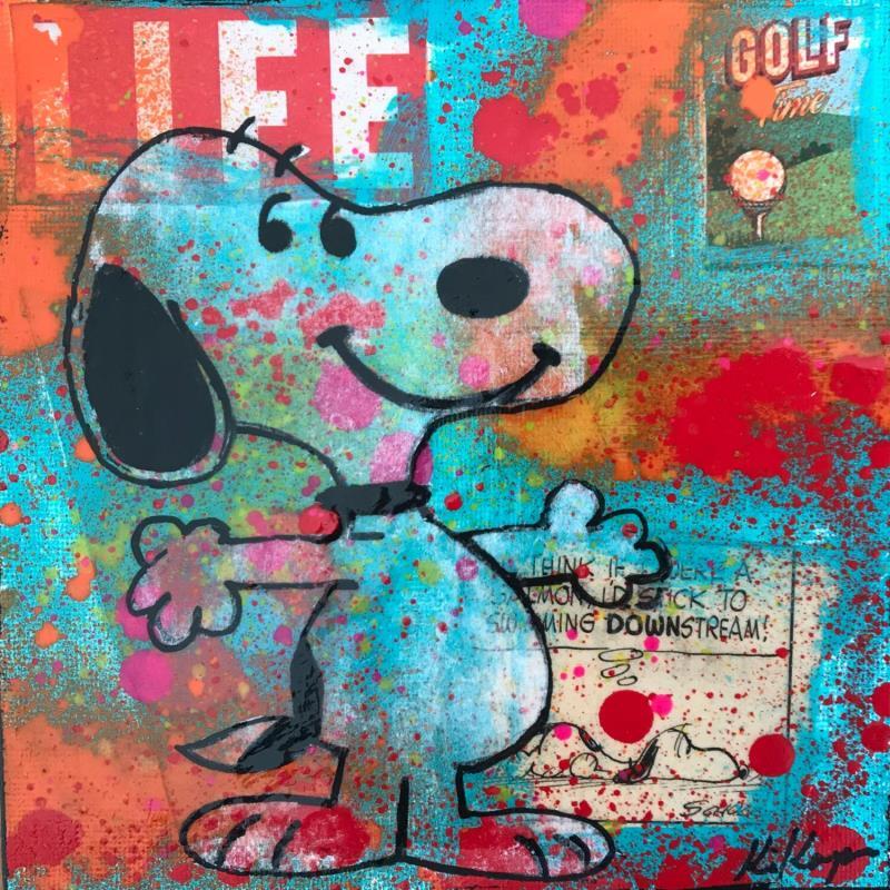 Peinture Snoopy life par Kikayou | Tableau Pop-art Icones Pop Graffiti Acrylique Collage