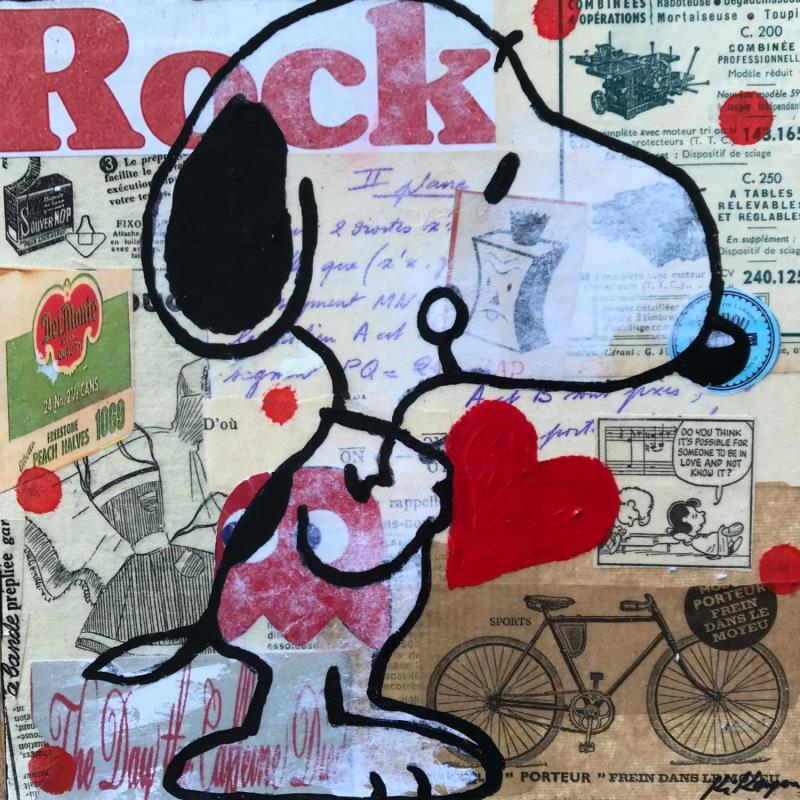 Peinture Snoopy rock par Kikayou | Tableau Pop-art Icones Pop Graffiti Acrylique Collage
