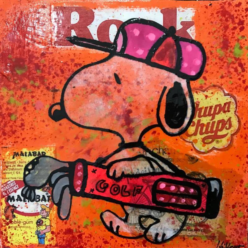 Painting Snoopy golf 2 by Kikayou | Painting Pop-art Pop icons Graffiti Acrylic Gluing