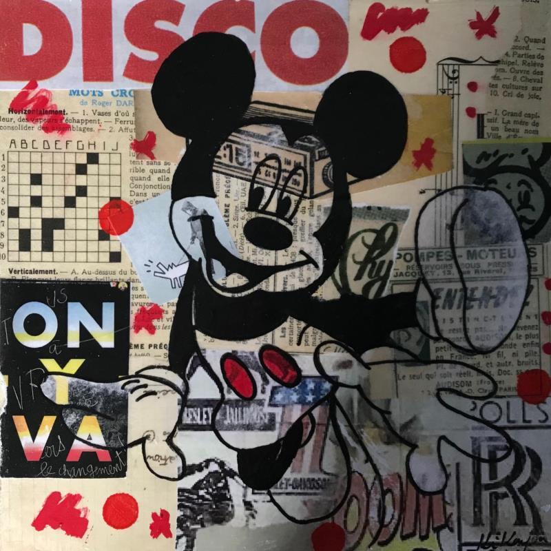 Peinture Mickey disco par Kikayou | Tableau Pop-art Icones Pop Graffiti Acrylique Collage