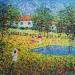 Peinture Le jardin des couleurs par Dessapt Elika | Tableau Impressionnisme Acrylique Sable