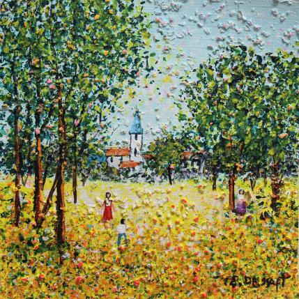 Peinture Mon petit village  par Dessapt Elika | Tableau Impressionnisme Acrylique, Sable