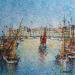 Gemälde Les voiliers de Saint-Tropez  von Dessapt Elika | Gemälde Impressionismus Acryl Sand