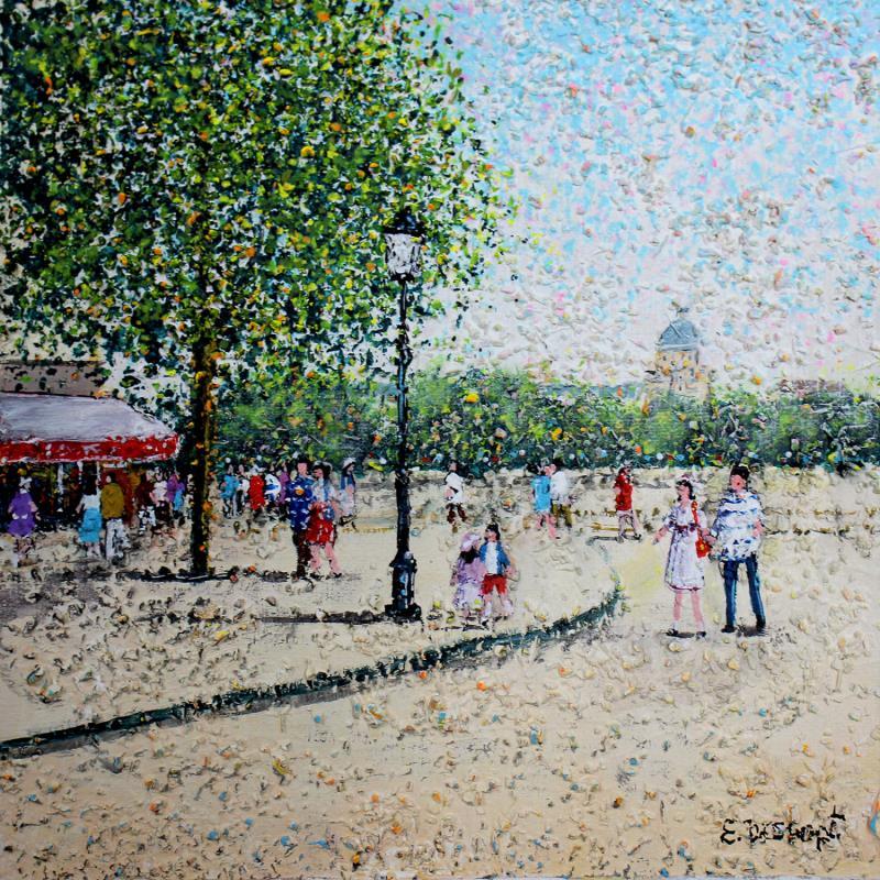 Painting L'île Saint-Louis  by Dessapt Elika | Painting Impressionism Acrylic Sand