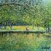 Peinture La rivière aux reflets  par Dessapt Elika | Tableau Impressionnisme Acrylique Sable