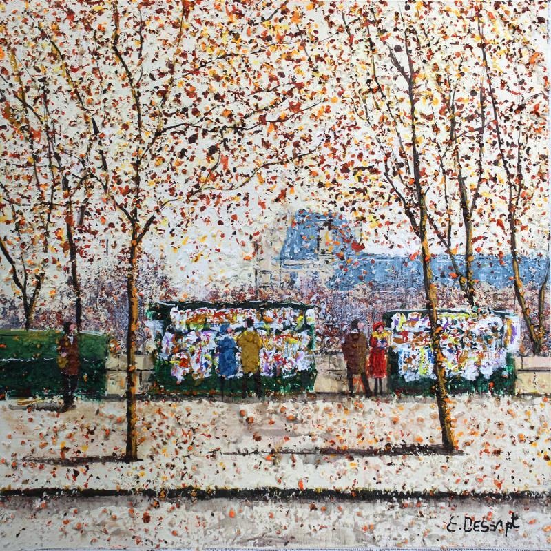 Gemälde Les livres rouges de Paris von Dessapt Elika | Gemälde Impressionismus Acryl Sand