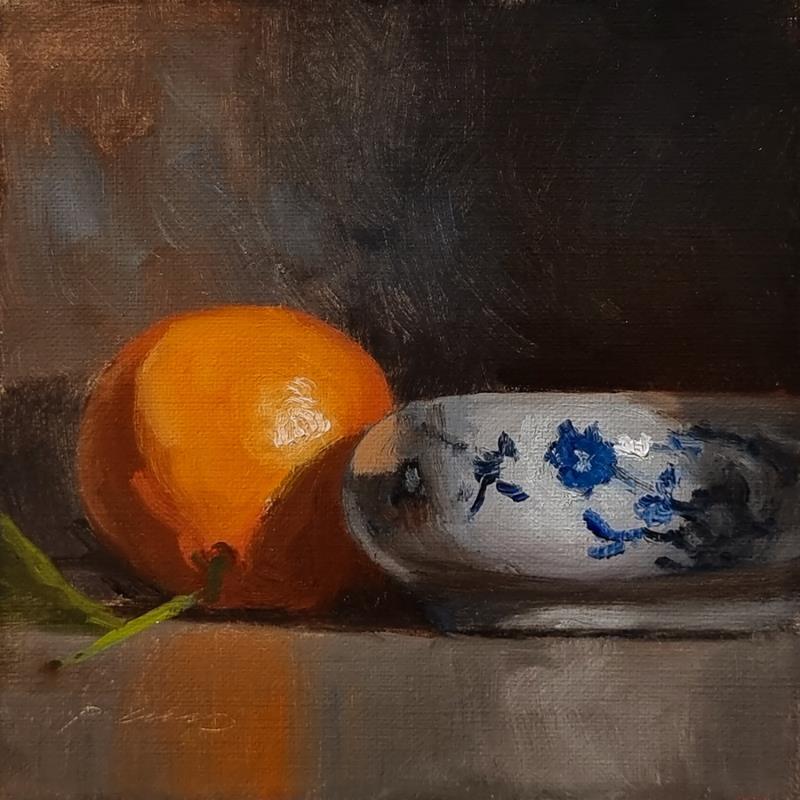 Painting Clémentine et Vase by Giroud Pascal | Painting Figurative Nature Still-life Oil