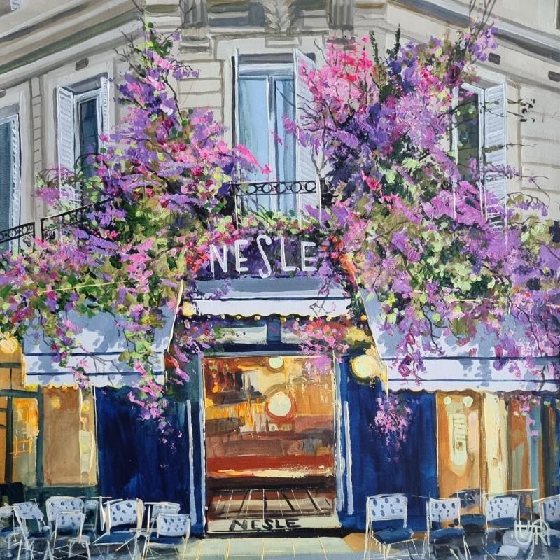 Painting Brasserie le Nesle by Rasa | Painting Figurative Acrylic Urban