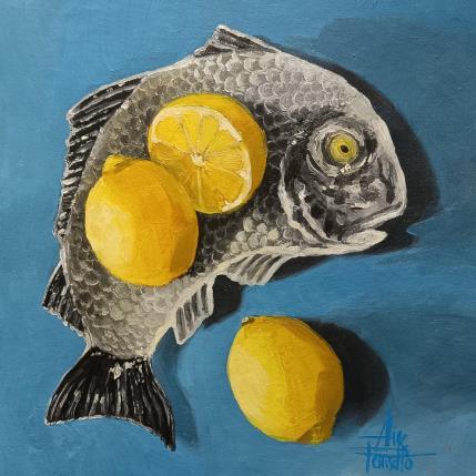 Painting Poisson au citron  by Parisotto Alice | Painting Figurative Oil Nature, Pop icons, Still-life
