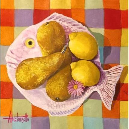 Painting Il pesce e il settembrino by Parisotto Alice | Painting Figurative Oil Life style, Nature, Still-life