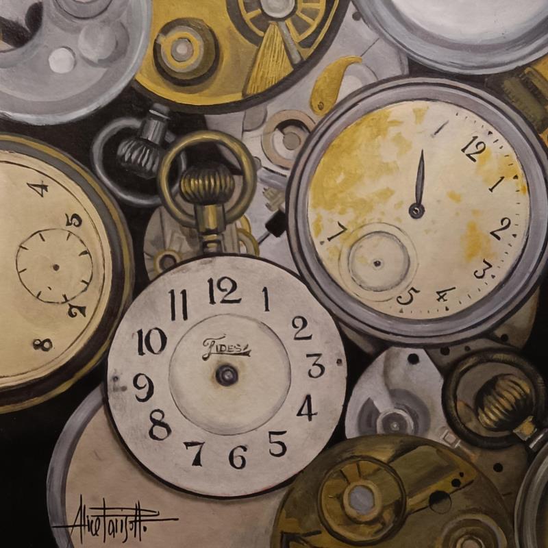 Peinture Horloge ancienne par Parisotto Alice | Tableau Figuratif Société Scènes de vie Natures mortes Huile