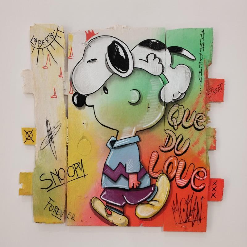 Painting Que du love by Molla Nathalie  | Painting Pop-art Acrylic, Posca, Wood Pop icons
