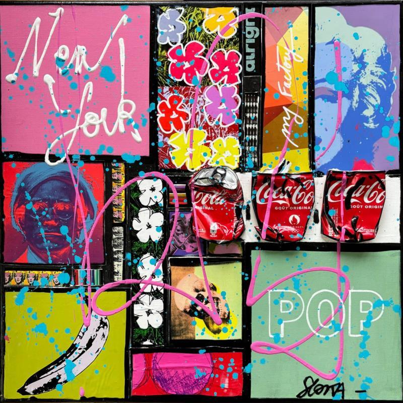Painting POP NY by Costa Sophie | Painting Pop-art Acrylic, Gluing, Upcycling Pop icons