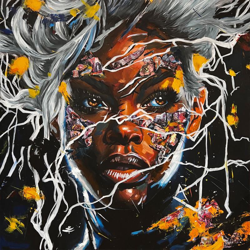 Gemälde Storm von Caizergues Noël  | Gemälde Pop-Art Porträt Kino Pop-Ikonen Acryl Collage