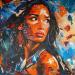 Painting Pocahontas by Caizergues Noël  | Painting Pop-art Portrait Society Pop icons Acrylic Gluing Posca