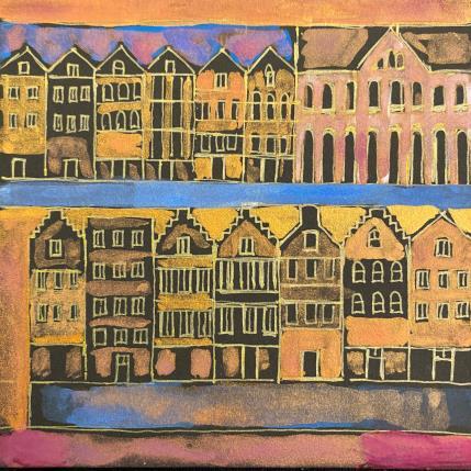 Gemälde  golden von Ragas Huub | Gemälde Art brut Gouache Architektur