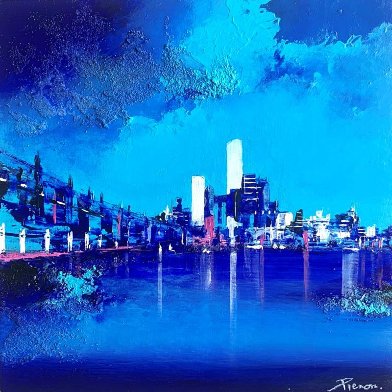 Peinture Blue City  par Pienon Cyril | Tableau Abstrait Paysages Acrylique Sable