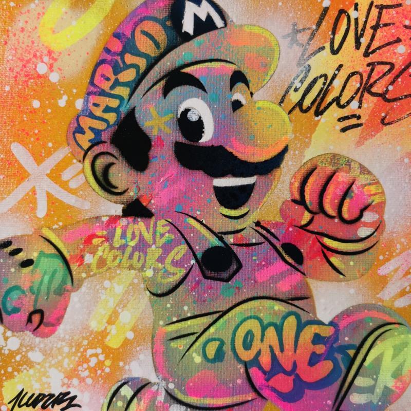 Gemälde Mario happy run von Kedarone | Gemälde Pop-Art Pop-Ikonen Graffiti Acryl